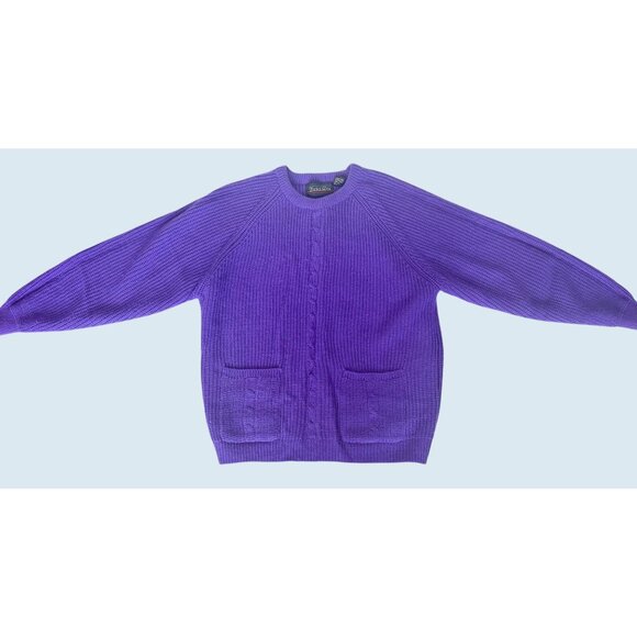 Vintage HUNTER'S GLEN Purple Cable Knit Pullover Sweater Sz Medium - Picture 2 of 8